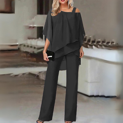 Women's Comfortable Loungewear Set with Layering Top and Straight Pants