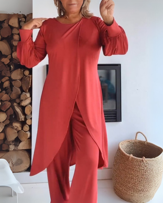 Women's Comfortable Loungewear Set with Long Cardigan and Tailored Pants
