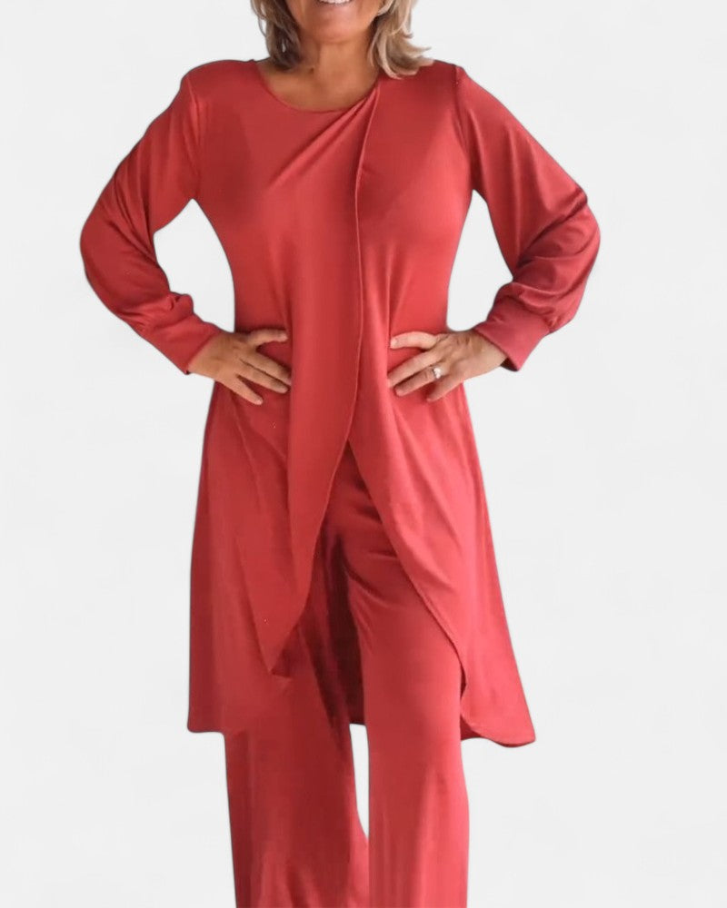 Women's Comfortable Loungewear Set with Long Cardigan and Tailored Pants
