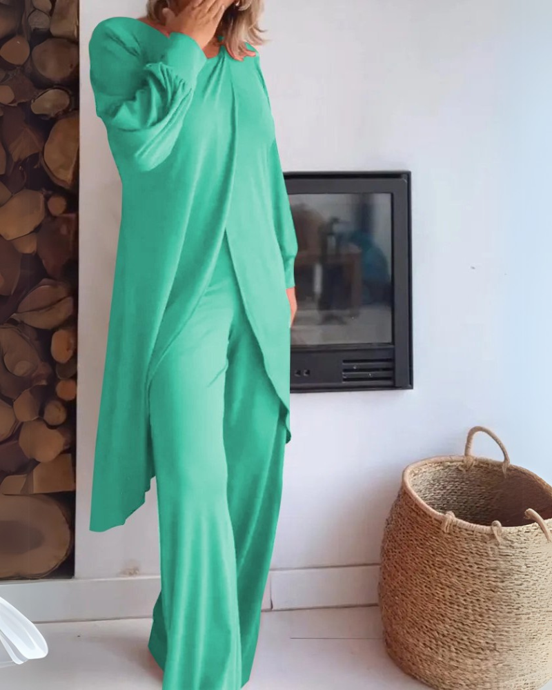 Women's Comfortable Loungewear Set with Long Cardigan and Tailored Pants