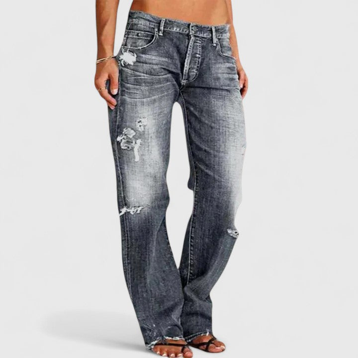 Women's Comfortable Low Rise Wide Leg Jeans with High-Stretch Design