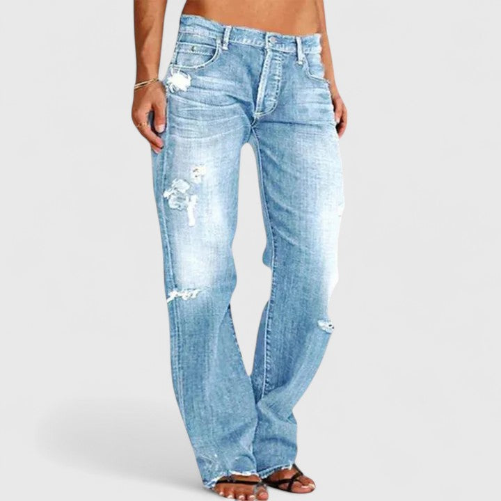 Women's Comfortable Low Rise Wide Leg Jeans with High-Stretch Design