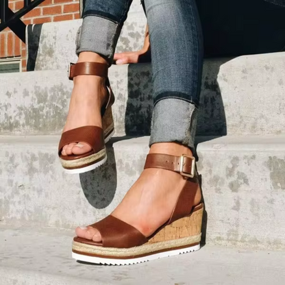 Women's Comfortable Wedge Sandals with Adjustable Buckle Strap