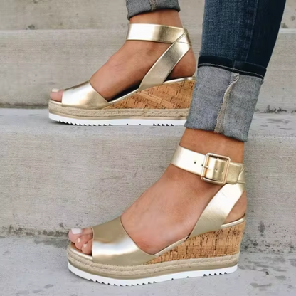 Women's Comfortable Wedge Sandals with Adjustable Buckle Strap