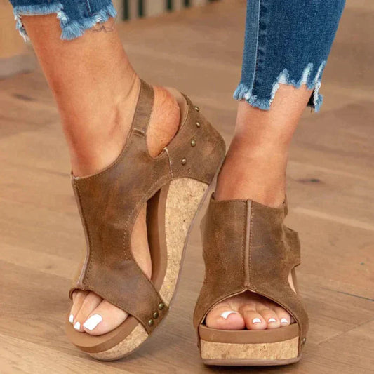 Women's Comfortable Wedge Sandals with Open-Toe Design and Cushioned Footbed