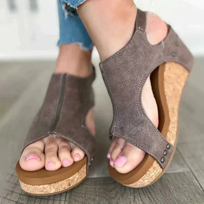 Women's Comfortable Wedge Sandals with Open-Toe Design and Cushioned Footbed