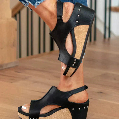 Women's Comfortable Wedge Sandals with Open-Toe Design and Cushioned Footbed