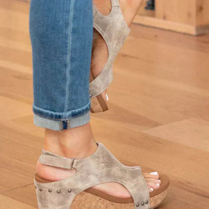 Women's Comfortable Wedge Sandals with Open-Toe Design and Cushioned Footbed