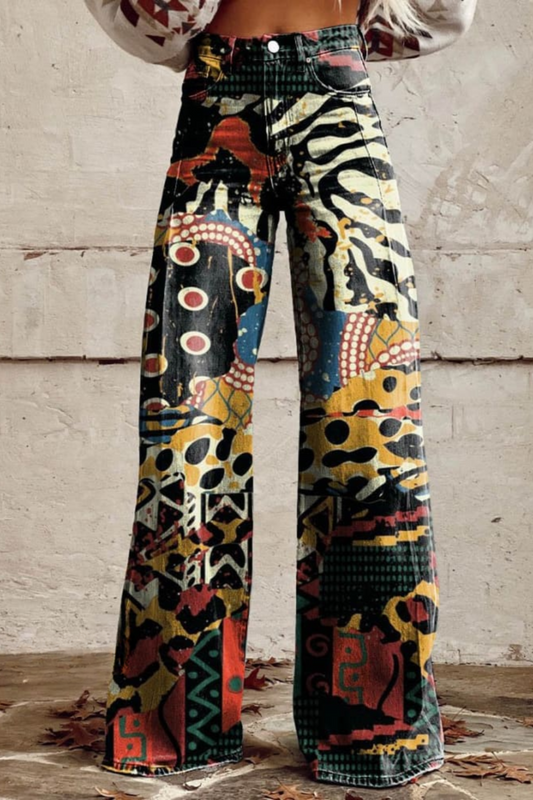 Women's Comfortable Wide Leg Trousers with High Elastic Waistband