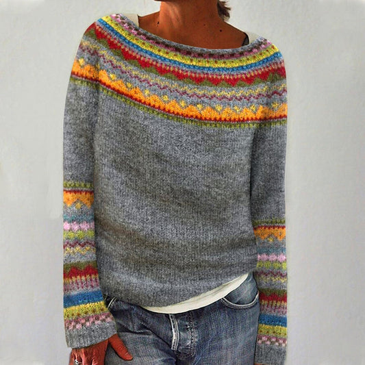 Women's Cozy Retro Sweater with Lightweight Knit Design
