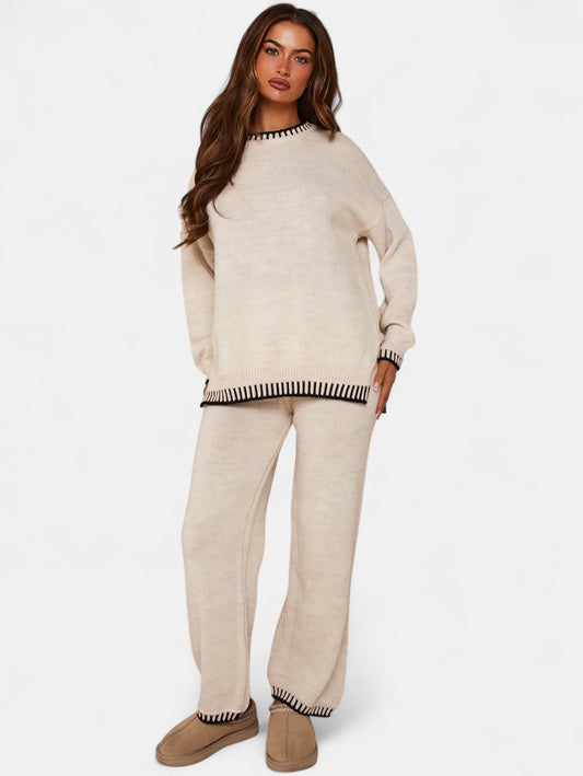 Women's Cozy Two Piece Winter Set with Sweater and Matching Pants