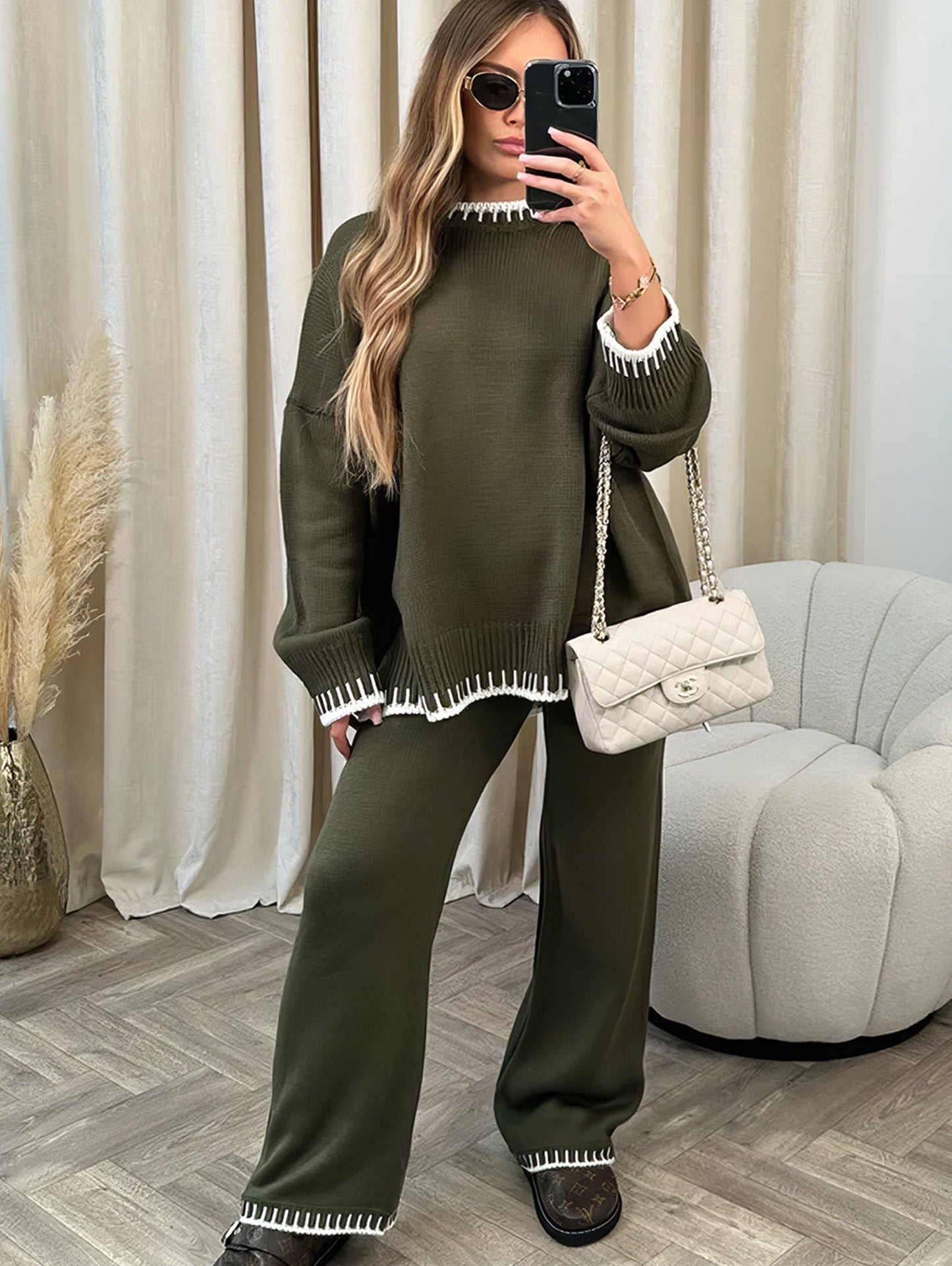Women's Cozy Two Piece Winter Set with Sweater and Matching Pants