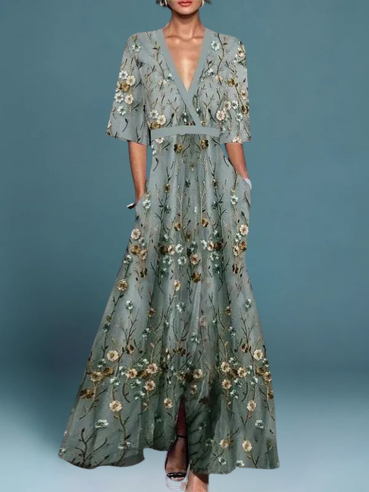 Women's Floral Maxi Dress with Flowing Silhouette for Summer