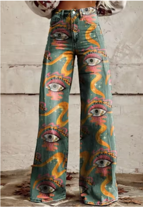 Women's High-Rise Wide Leg Trousers with Relaxed Fit