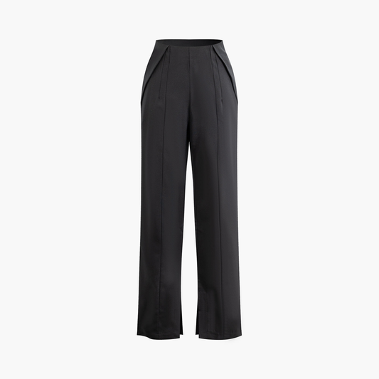 Women's High-Waisted Trousers with Pleated Detailing