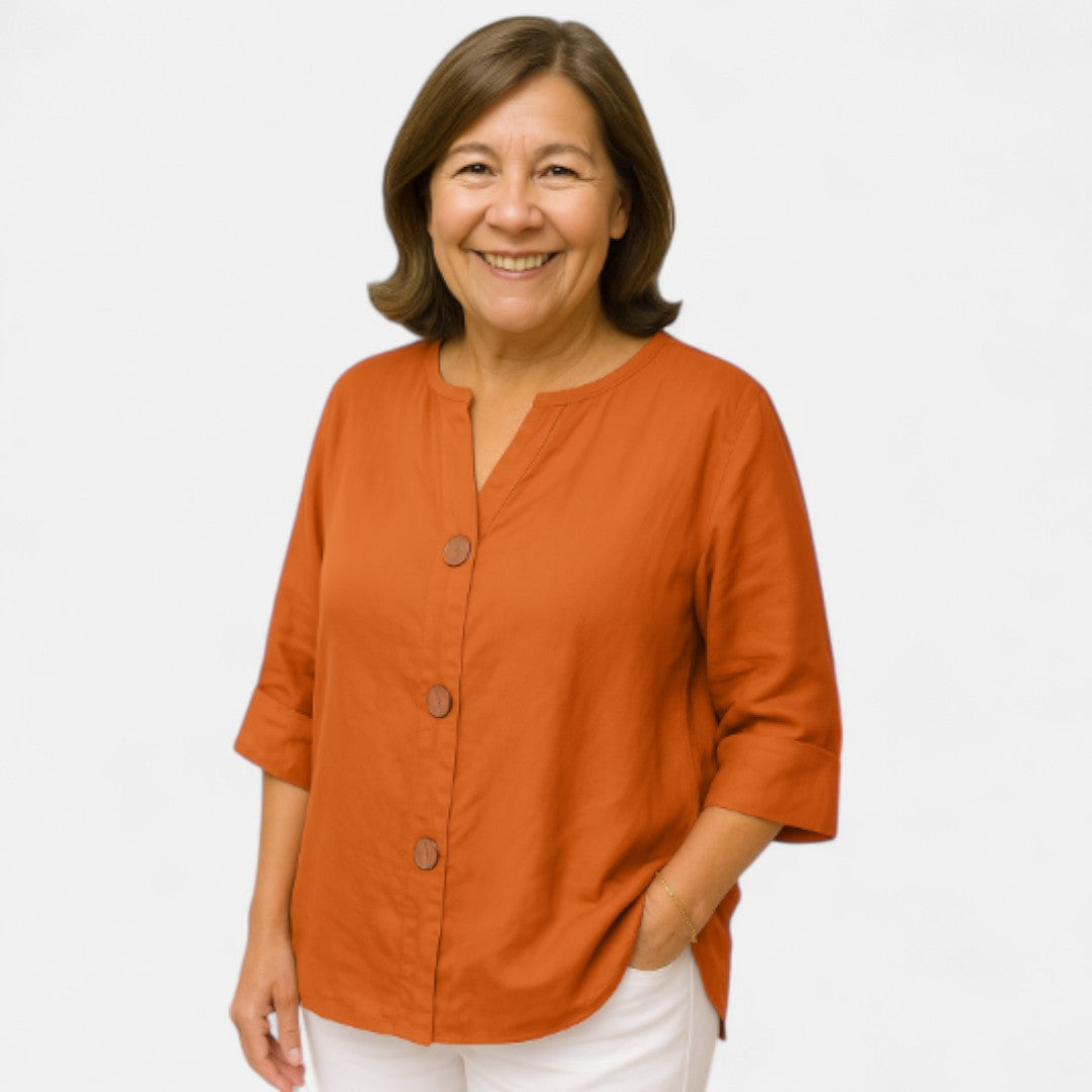 Women's Loose-Fit Blouse with ¾ Sleeves - Comfortable Summer Tops for Women