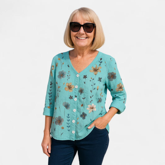 Women's Loose-Fit Floral Blouse for Going Out with Oversized Design