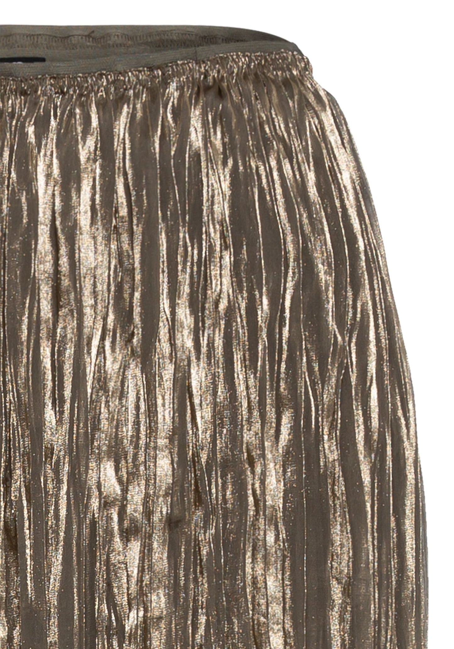 Women's Pleated Midi Skirt with Pull-On Waistband and Unique Crinkle Design