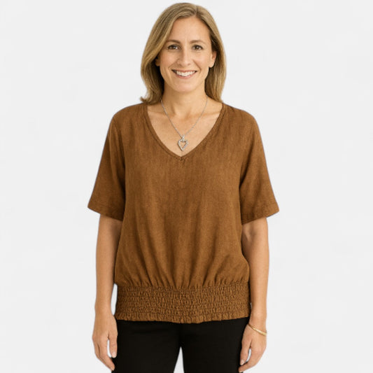 Women's Relaxed Boho Top with Soft V Neckline for Casual Outings