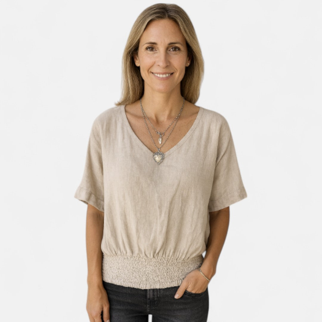Women's Relaxed Boho Top with Soft V Neckline for Casual Outings