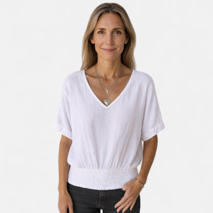 Women's Relaxed Boho Top with Soft V Neckline for Casual Outings