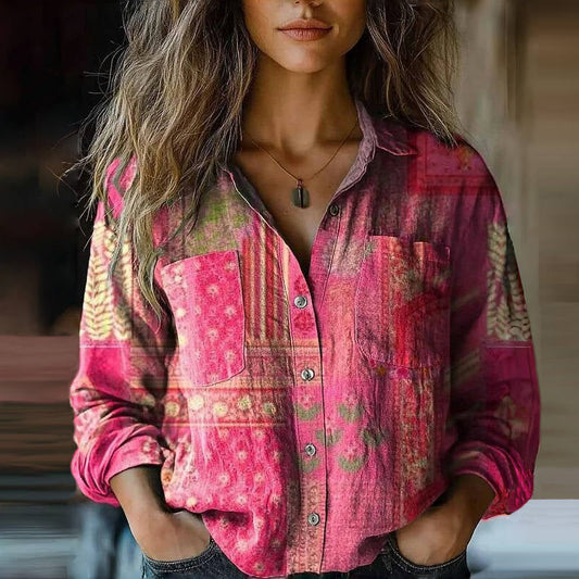 Women's Relaxed Fit Blouse with Artistic Prints
