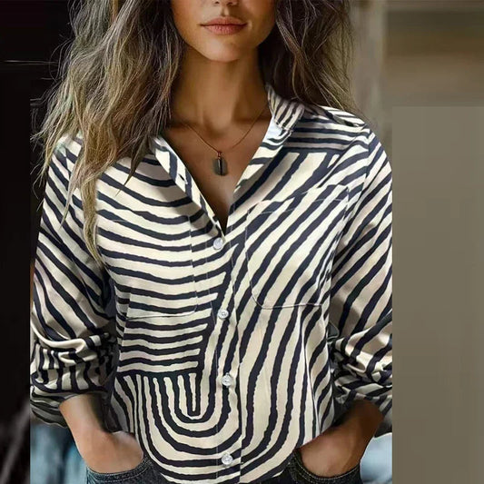Women's Relaxed Fit Bohemian Blouse with Artistic Prints - Summer Tops for Women