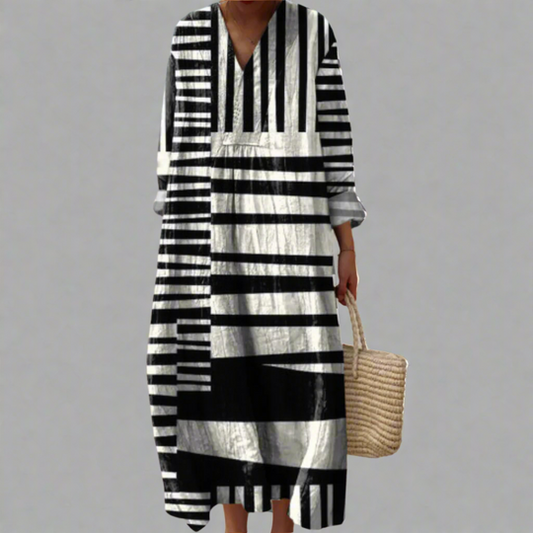 Women's Relaxed Fit Dress with Abstract Prints for Casual and Formal Events