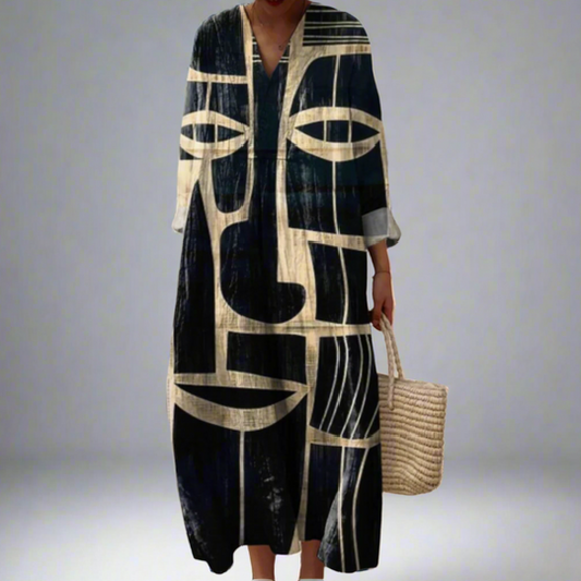 Women's Relaxed Fit Dress with Abstract Prints for Comfortable Daywear