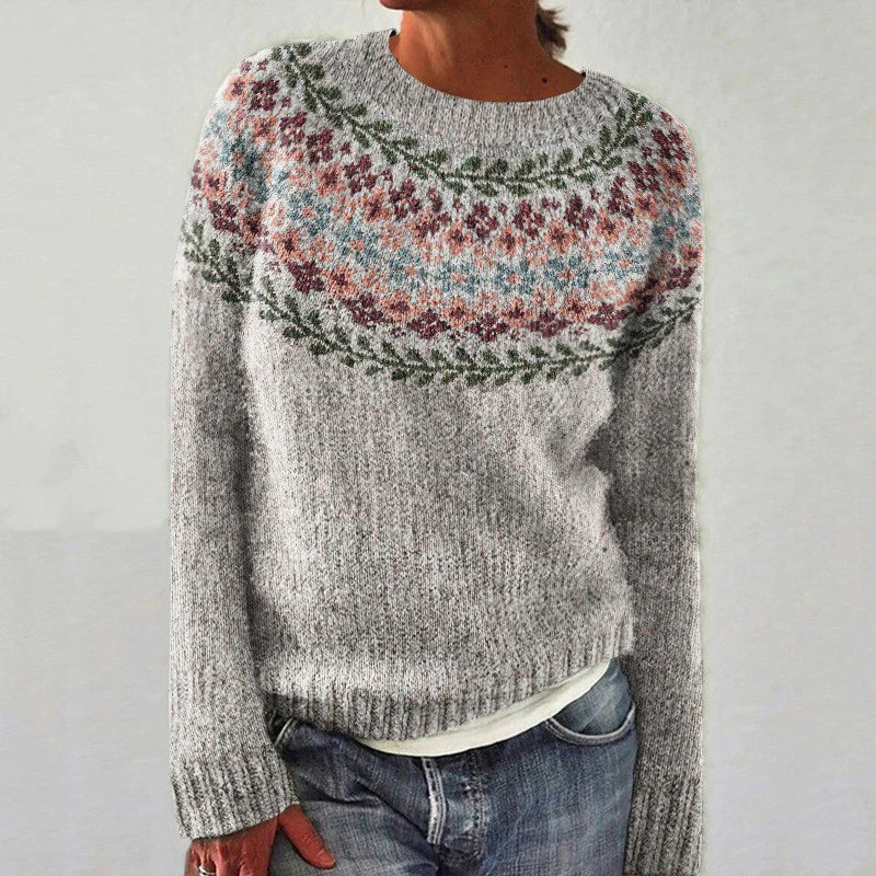 Women's Relaxed Fit Oversized Sweater with Bold Retro Pattern