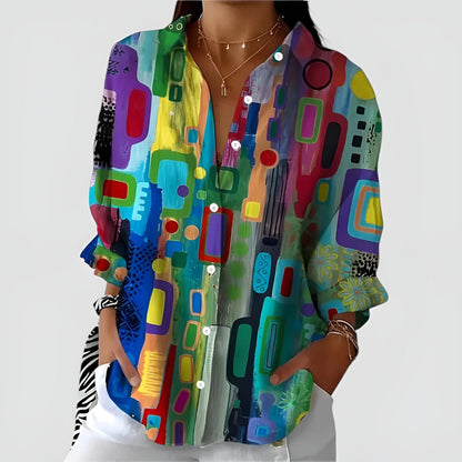 Women's Relaxed Fit Printed Blouse with Unique Design