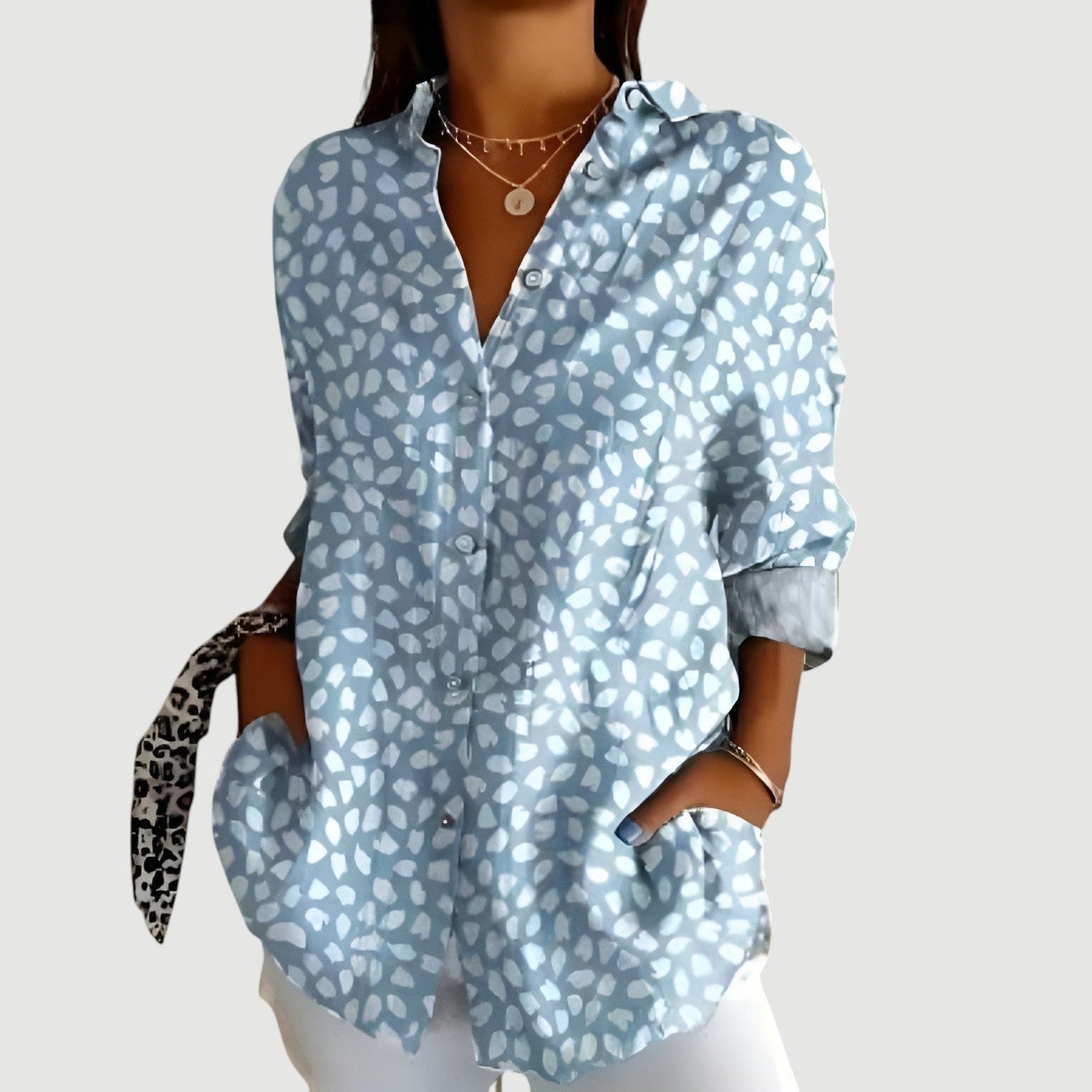 Women's Relaxed Fit Printed Blouse with Unique Design