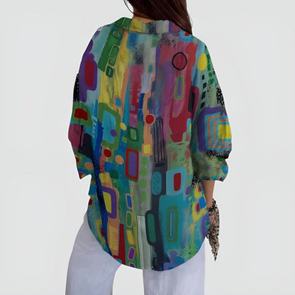 Women's Relaxed Fit Printed Blouse with Unique Design