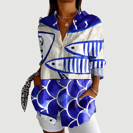 Women's Relaxed Fit Printed Shirt with Unique Design