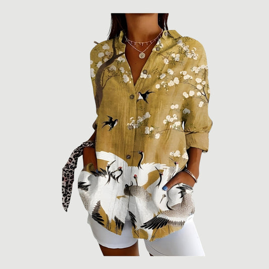 Women's Relaxed Fit Printed Shirt with Unique Design