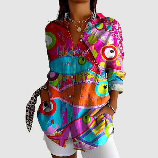 Women's Relaxed Fit Printed Shirt with Unique Design