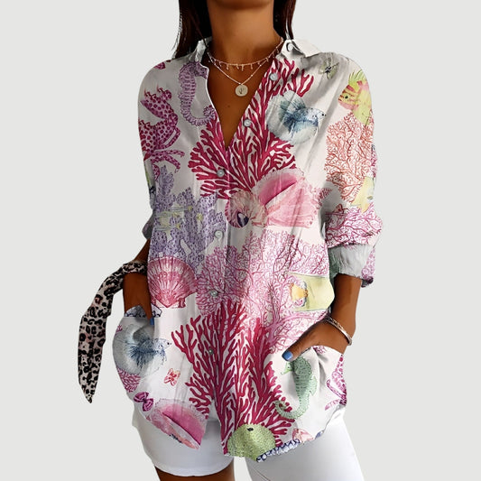 Women's Relaxed Fit Printed Shirt with Unique Design