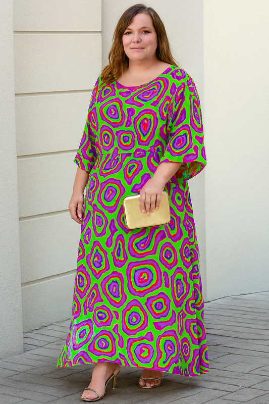 Women's Relaxed Maxi Dress with Abstract Print for Summer Occasions