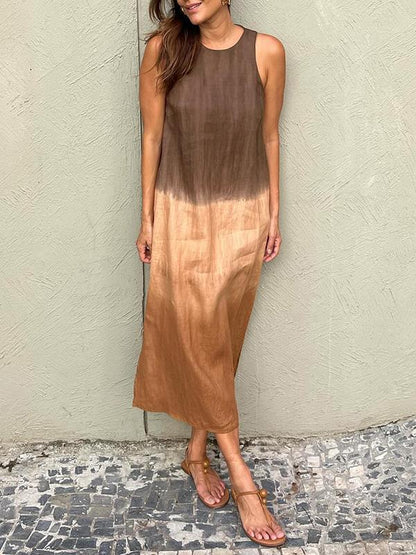 Women's Relaxed Maxi Dress with Natural Print