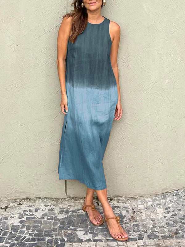Women's Relaxed Maxi Dress with Natural Print