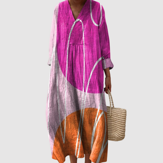 Women's Relaxed Midi Dress with Abstract Print