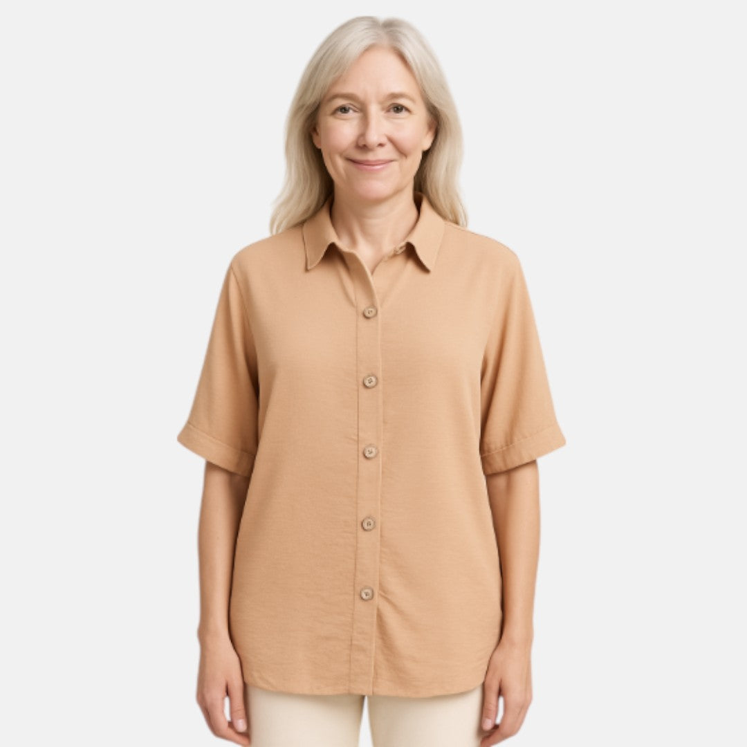 Women's Relaxed Oversized Button-Up Shirt for Casual and Work Wear