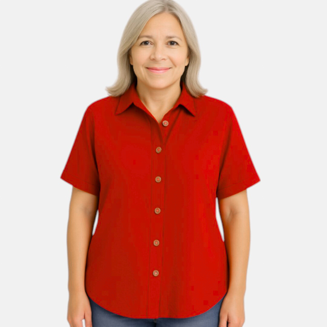 Women's Relaxed Oversized Button-Up Shirt for Casual and Work Wear