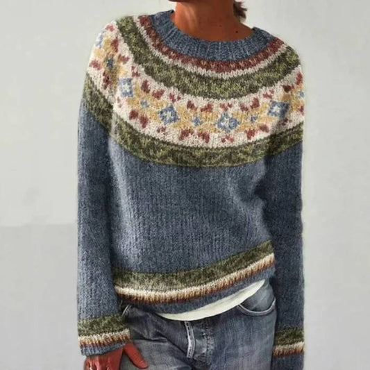 Women's Relaxed Retro Sweater with Nostalgic Patterns