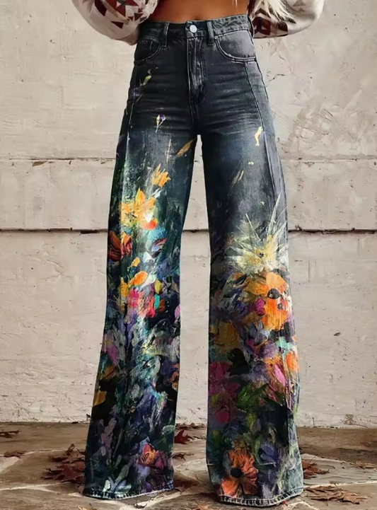 Women's Tailored Vintage Wide Leg Trousers with High-Rise Waist