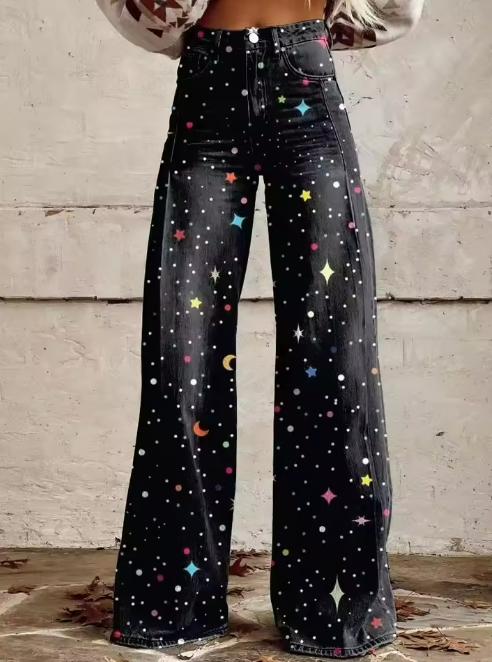 Women's Tailored Vintage Wide Leg Trousers with High-Rise Waist