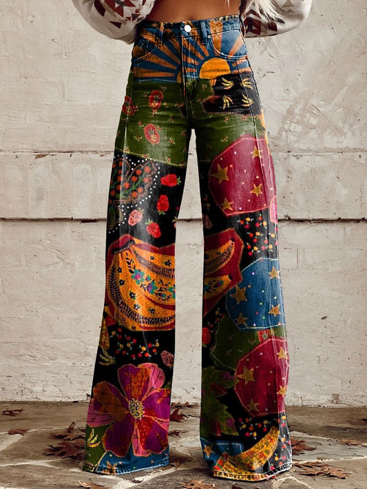 Women's Tailored Wide Leg Trousers with High-Rise Fit