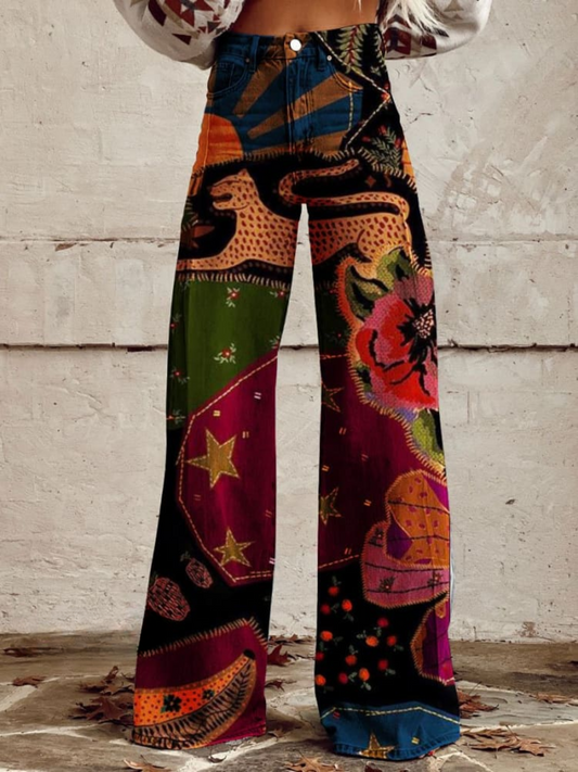 Women's Tailored Wide Leg Trousers with High-Rise Waist