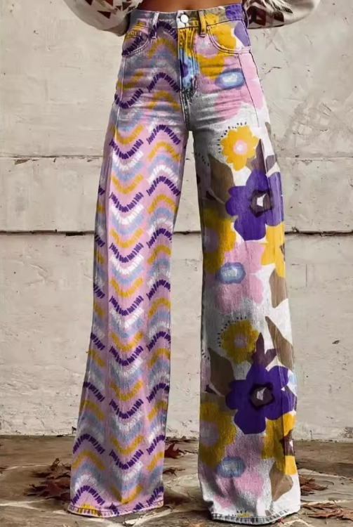 Women's Tailored Wide Leg Trousers with Vintage Design