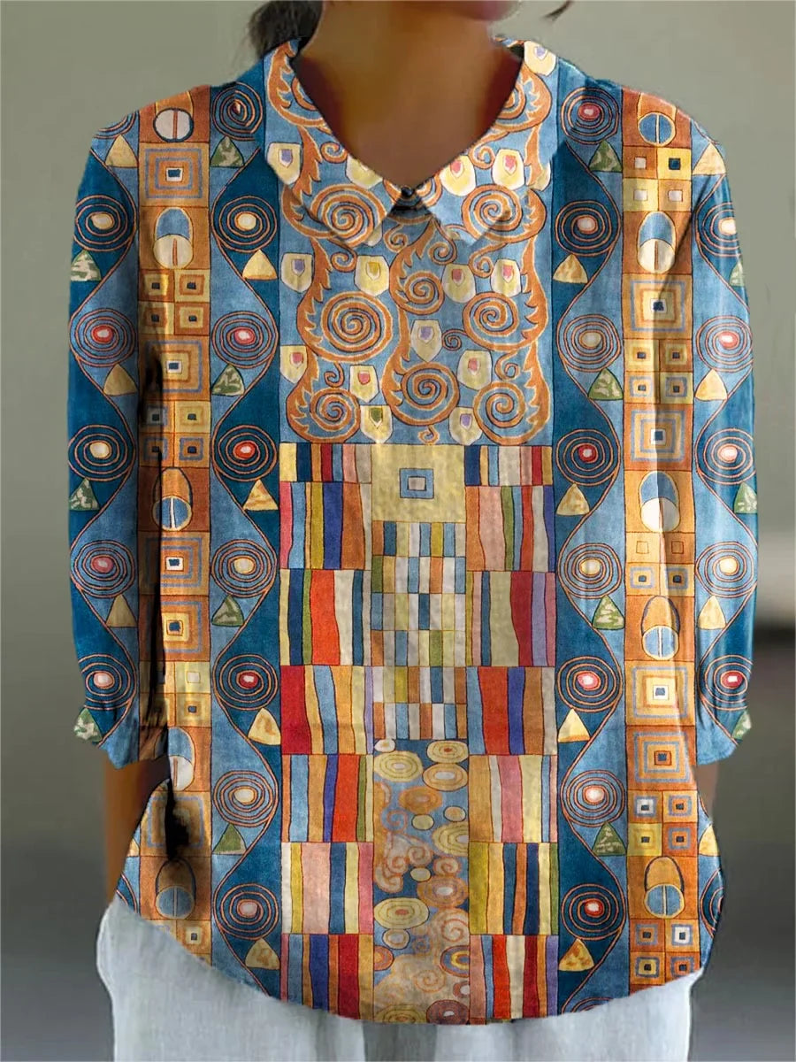 Women's Unique Blouse with Bold Patterns for Summer Outfits